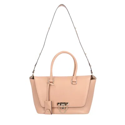 Valentino Garavani Rockstud Pink Leather Shopper Bag () In Neutral
