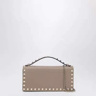 Valentino Garavani Rockstud Pink Powder Chain Wallet In Neutral