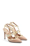 Valentino Garavani Rockstud Pointed Toe Caged Pump In Ivory/beige Multi