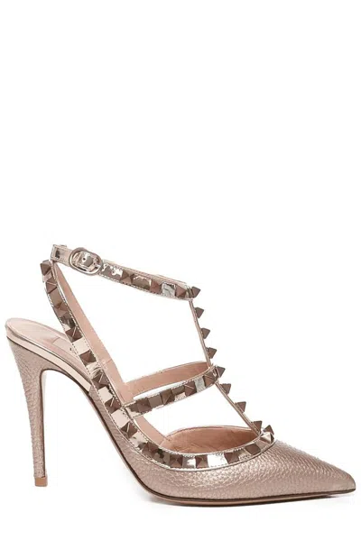 Valentino Garavani Rockstud Pointed Toe Caged Pumps In Pink