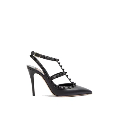 Valentino Garavani Black Calfskin High Heel Pumps In Multi