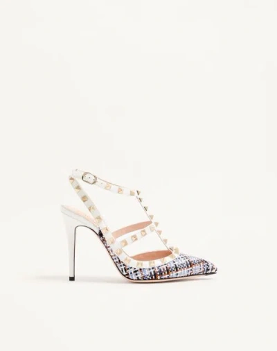 Valentino Garavani Rockstud Pumps In Woven Fabric 100mm In Multi