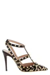 Valentino 100mm Rockstud T-strap Pumps In Neutral