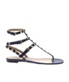 Valentino Garavani Rockstud Flip-flop Sandlas In Black