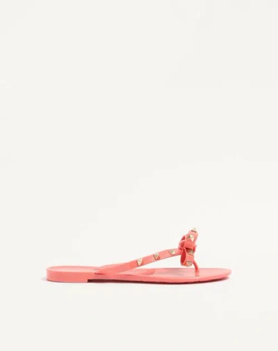 Valentino Garavani Elegant Bow-detail Sandals With Platinum-finish Studs And 5mm Heel Height In Pink