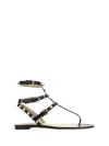 Valentino Rockstud Leather Sandals In Nero