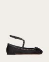 Valentino Garavani Rockstud Bow Detailed Ballerina Shoes In Black