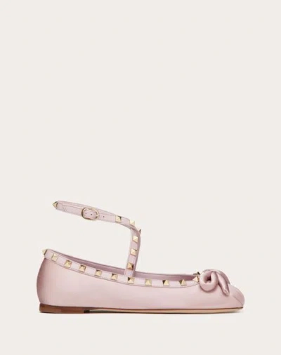 Valentino Garavani Rockstud Satin Ballerina Woman Water Lilac 41