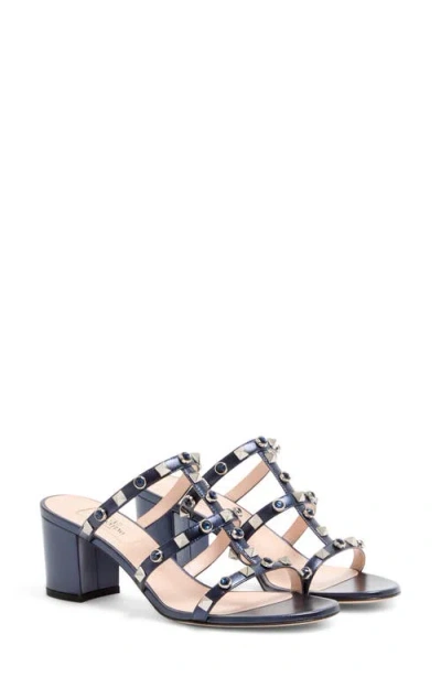 Valentino Garavani Rockstud Slide Sandal In Blue