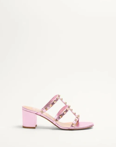 Valentino Garavani Rockstud Slide Sandal In Laminated Nappa Leather 60mm Woman Giacinto 42