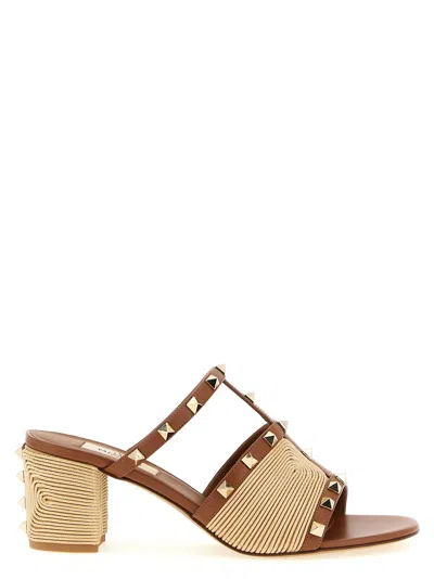 Valentino Garavani Rockstud Slides In Brown