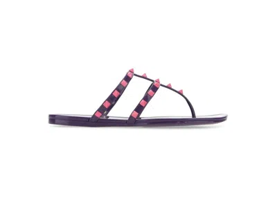 Pre-owned Valentino Garavani Garavani Rockstud Slipon Sandals (women's) Sneakers In Purple/pink