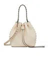 Valentino Garavani Rockstud Grainy Calfskin Bucket Bag Woman Light Ivory Uni In Nude