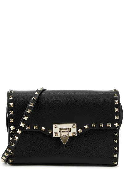 Valentino Garavani Rockstud Small Leather Cross-body Bag In Black