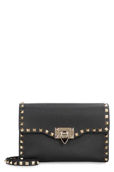 Valentino Garavani Rockstud Small Leather Crossbody Bag In Black