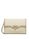 Valentino Garavani Small Rockstud Grainy Calfskin Crossbody Bag Woman Light Ivory Uni