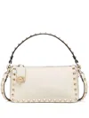 Valentino Garavani Small Rockstud Grainy Calfskin Crossbody Bag Woman Light Ivory Uni In Beige
