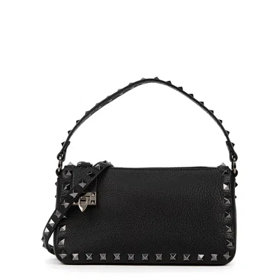 Valentino Garavani Rockstud Small Leather Shoulder Bag In Black