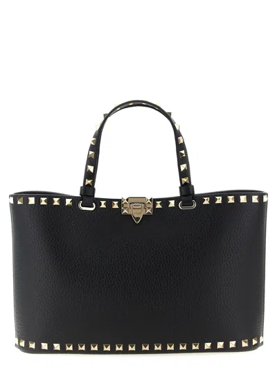 Valentino Garavani Rockstud Small Shopping Bag In Black
