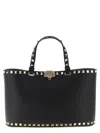 Valentino Garavani Rockstud Small Shopping Bag In Grainy Calfskin In Black
