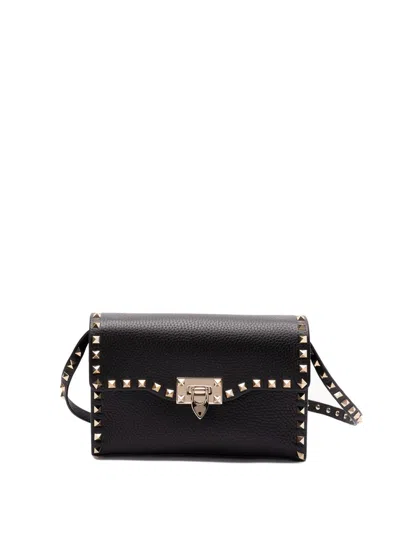 Valentino Garavani `rockstud` Small Shoulder Bag In Black