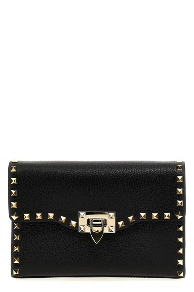 Valentino Garavani Rockstud Small Leather Shoulder Bag In Black
