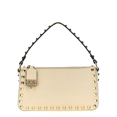 Valentino Garavani Rockstud Small Shoulder Bag In White