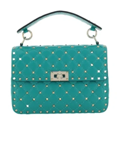 Valentino Garavani Rockstud Spike Foldover Top Crossbody Bag In Green