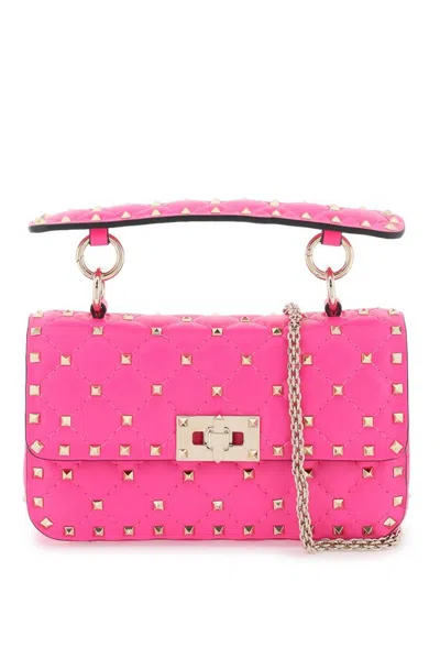 Valentino Garavani Rockstud Spike Foldover Top Shoulder Bag In Pink