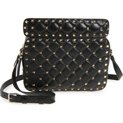 Valentino Garavani Rockstud Spike Leather Crossbody Bag In Black