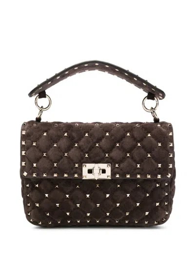 Valentino Garavani Rockstud Spike Medium Leather Shoulder Bag In Brown