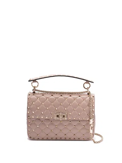 Valentino Garavani `rockstud Spike` Medium Shoulder Bag In Neutral