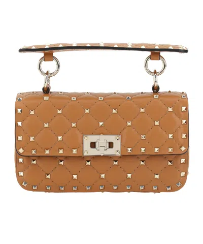 Valentino Garavani Rockstud Spike Small Shoulder Bag In Brown