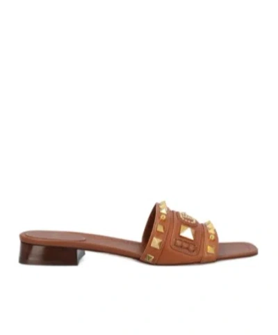 VALENTINO GARAVANI VALENTINO GARAVANI ROCKSTUD SQUARE TOE SLIP-ON SANDALS