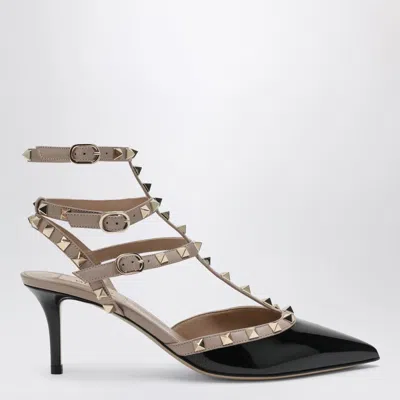 Valentino Garavani Rockstud Leather Slingback Pumps With Studs And Mid Stiletto Heel In Black