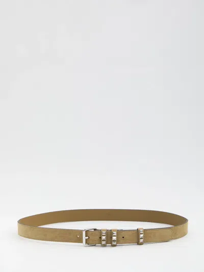 Valentino Garavani Rockstud Suede Belt In Purple