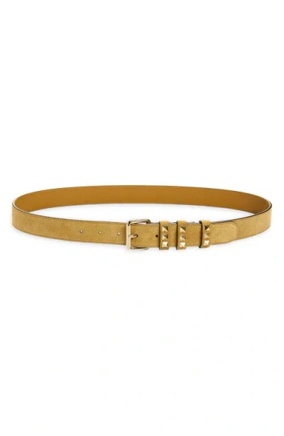 Valentino Garavani Rockstud Suede Belt In Brown