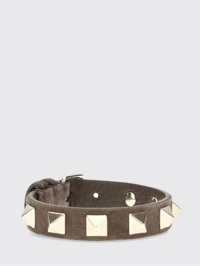 Valentino Garavani Rockstud Suede Leather Bracelet With Studs In Brown