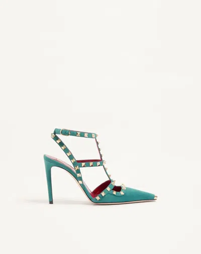Valentino Garavani Rockstud Wildlederpumps 100mm Frau Aquamarin 35