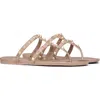 Valentino Rockstud Metallic City Flat Slide Sandals In Poudre