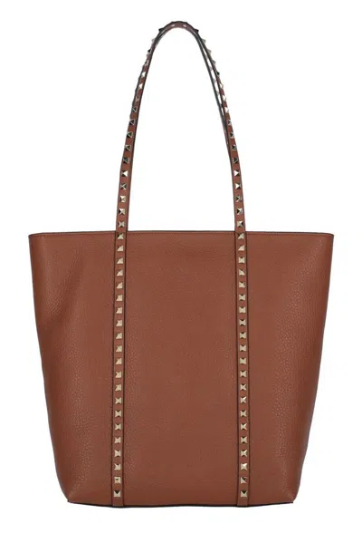 Valentino Garavani Rockstud-embellished Shoulder Bag In Brown