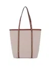 Valentino Leather And Canvas Shoulder Bag With Iconic Studs In Black