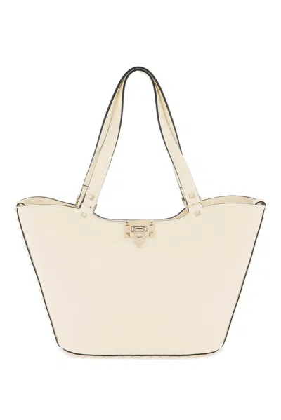 Valentino Garavani Rockstud Tote Bag In Beige