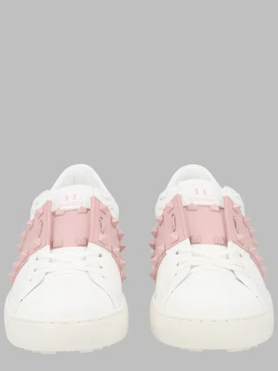 Valentino Garavani Rockstud Untitled Leather Mini Sneaker With Studded Detail In White