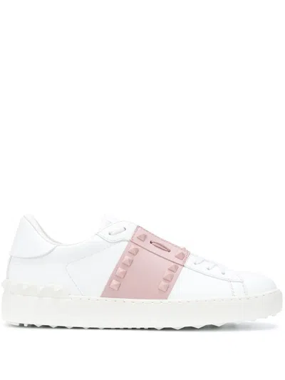 Valentino Garavani Rockstud Untitled Leather Sneakers In White