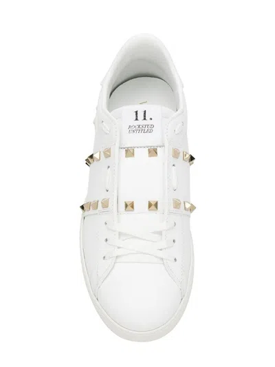 Valentino Garavani Rockstud Untitled Leather Sneakers In White