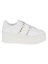 Valentino Garavani Flatform Rockstud Untitled Trainer In Calfskin And Wool Woman White 39
