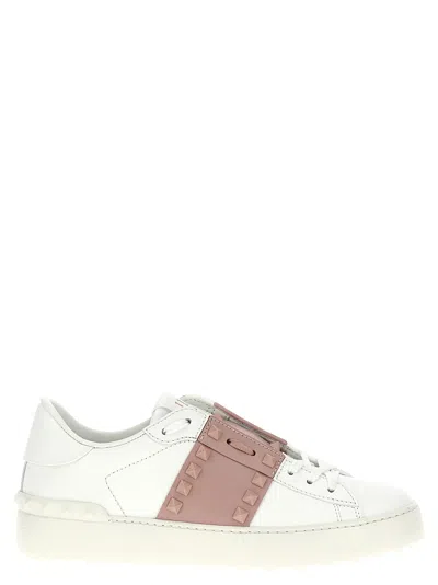 Valentino Garavani White Calf Leather Bos Taurus Low Top Sneakers In Multi