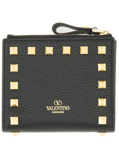 Valentino Garavani Rockstud Bi-fold Wallet In Black