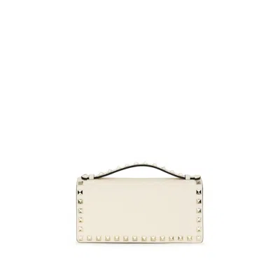 Valentino Garavani Rockstud Wallet In Beige